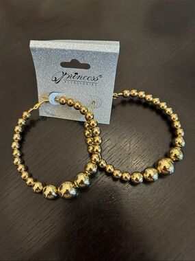 Gold Beaded Hoop Earrings